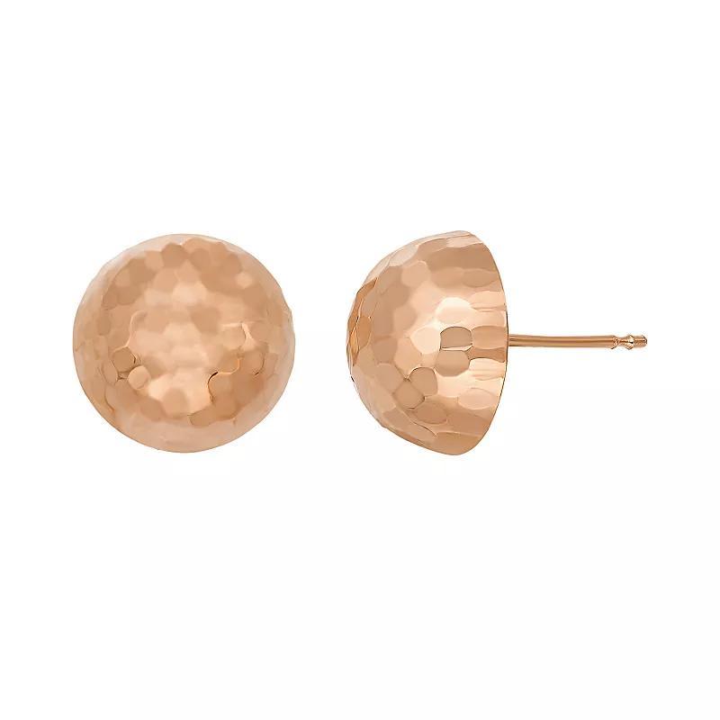 Jordan Blue 14k Gold Hammered Dome Stud Earrings, Women's, 14k Rose Gold Product Image