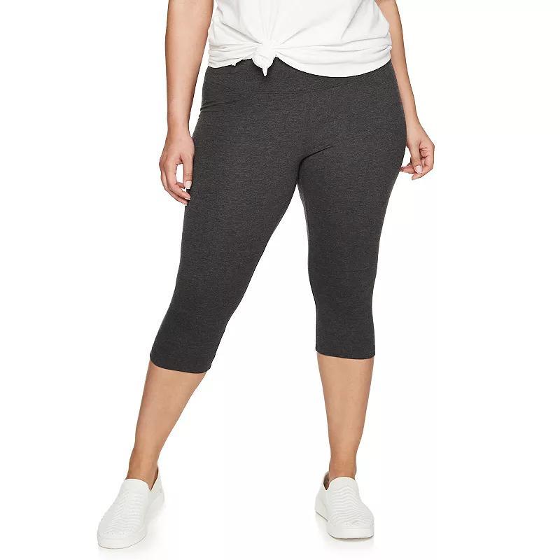 Plus Size Sonoma Goods For Life® Knit Capri Leggings, Women's, Size: 4XL, Dark Silver Product Image
