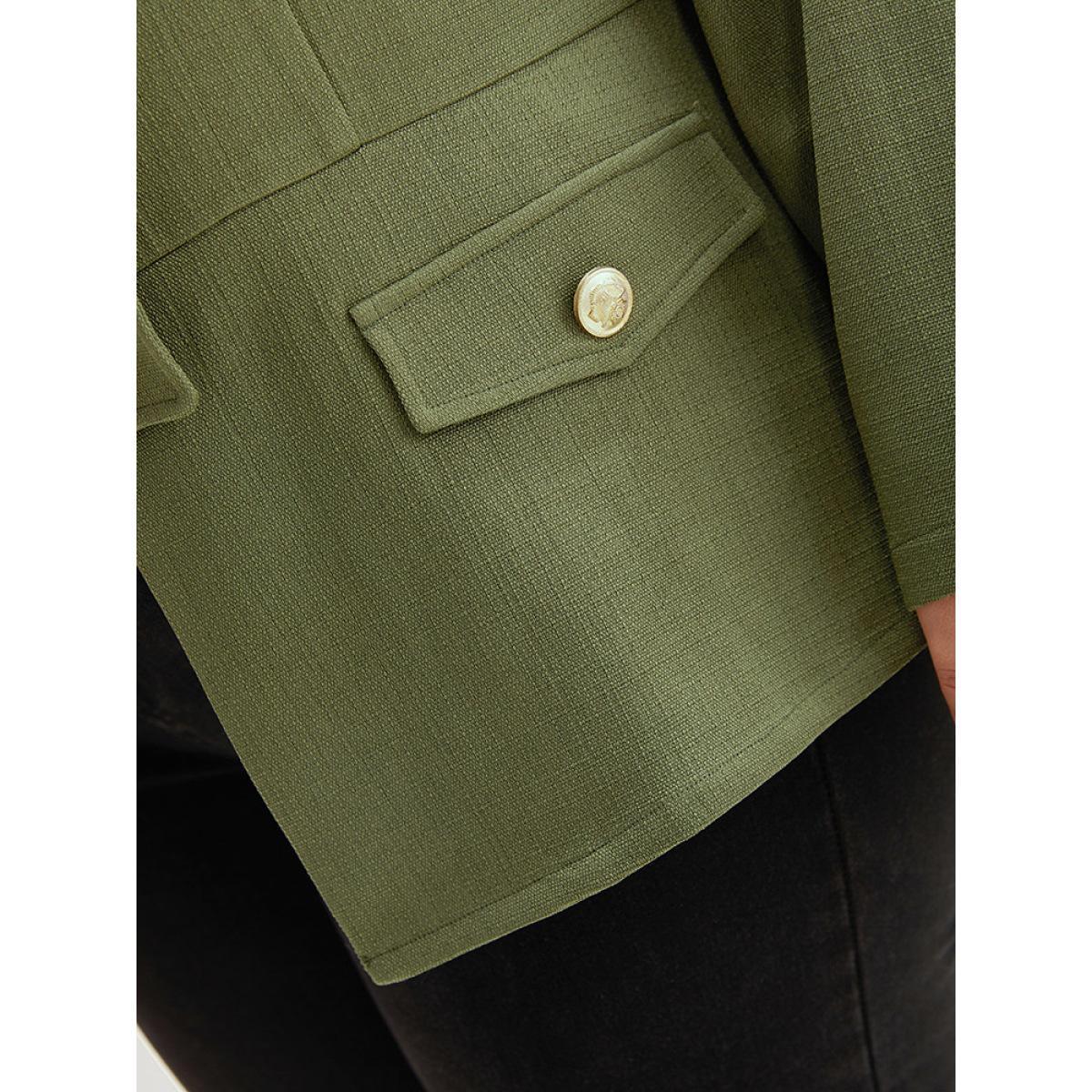 Plus Size Plain Double Breasted Pocket Coat Women ArmyGreen Casual Plain Ladies Dailywear Winter Coats BloomChic 26/4X Product Image