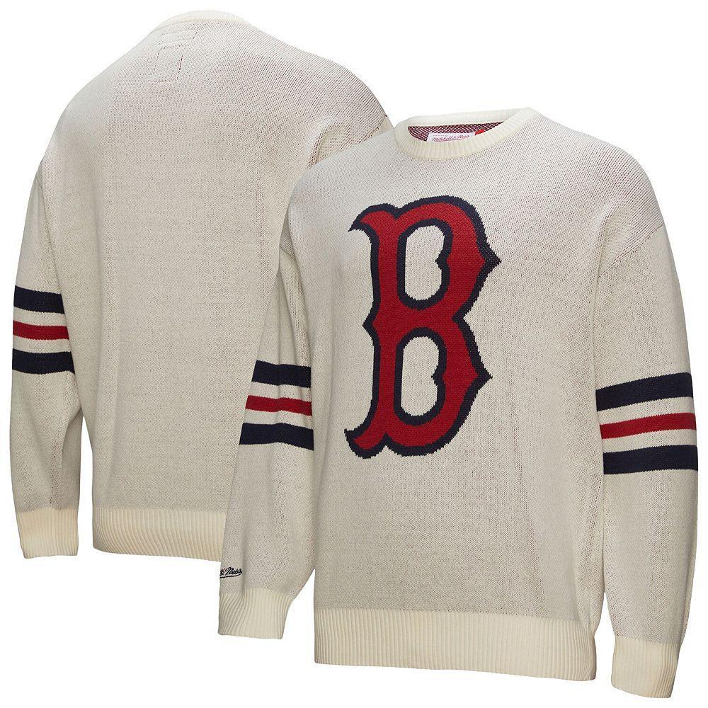 Men's Mitchell & Ness Cream Boston Red Sox Retro Pullover Sweater, Size: Large, Beige Product Image