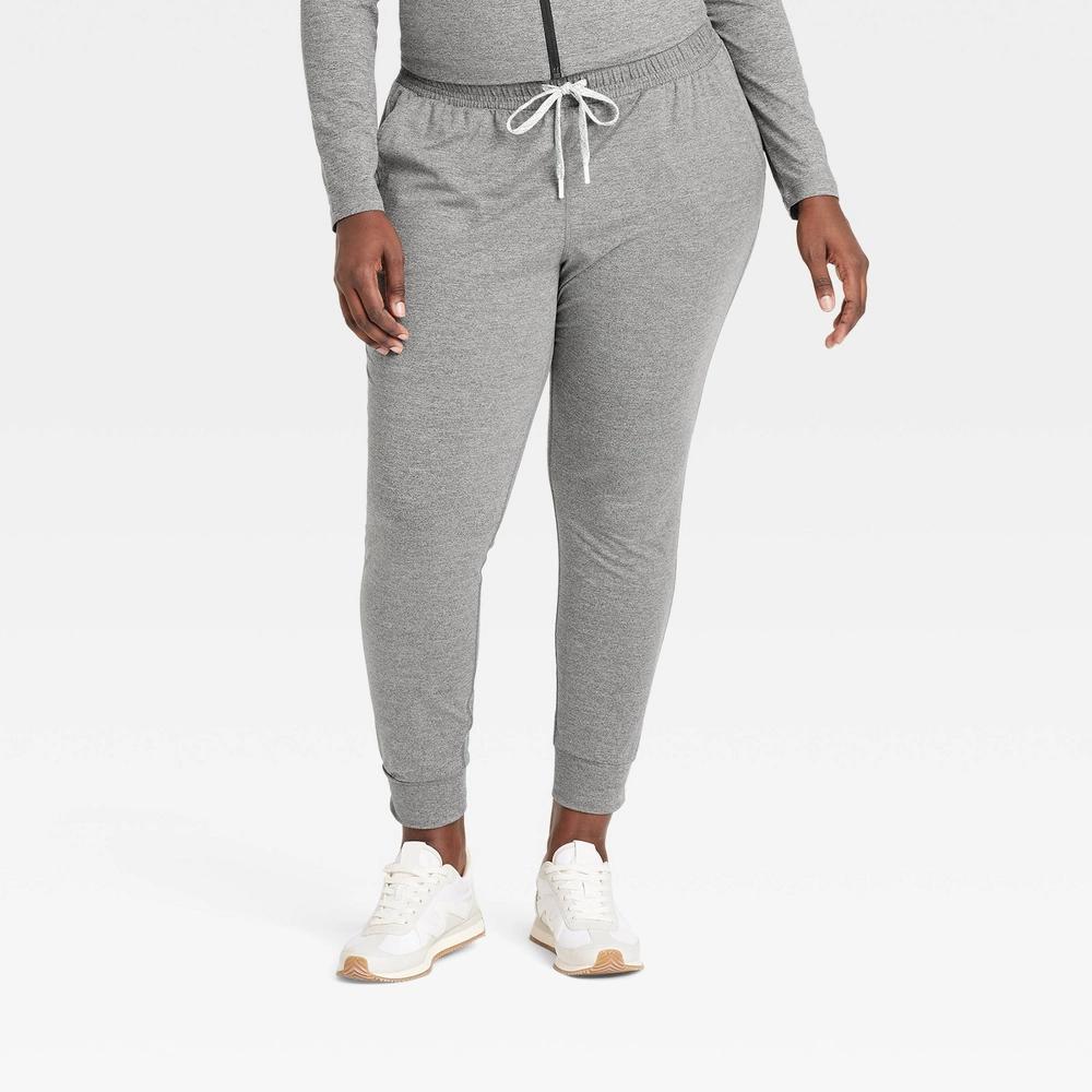 Womens Soft Stretch Mid-Rise Joggers - All In Motion Heathered S: Bottoms, Moisture Wicking Product Image