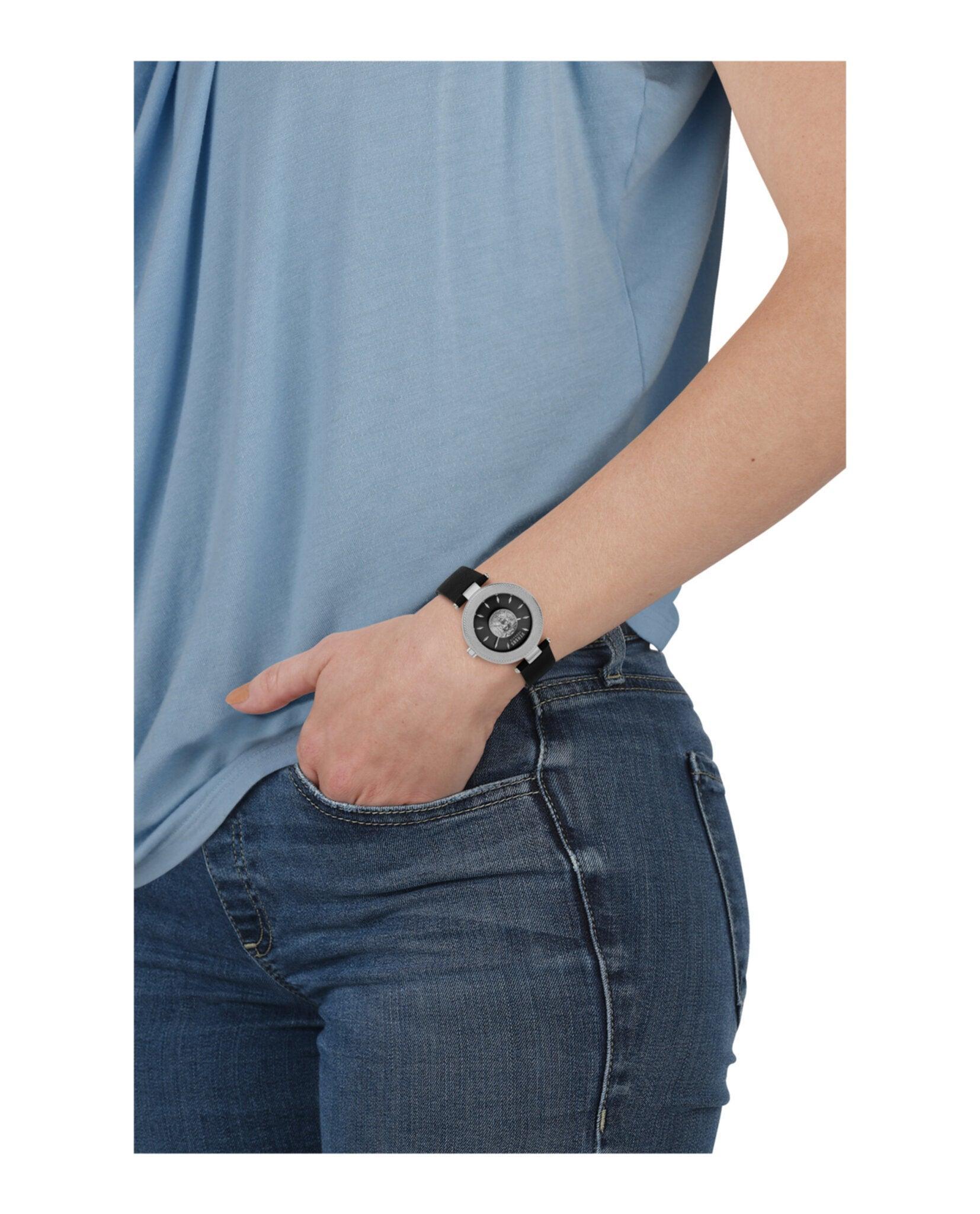 Versus Versace Brick Lane Lion Collection Womens Fashion Watch Featuring Genuine Leather Adjustable Strap and Sunray Dial Female Product Image