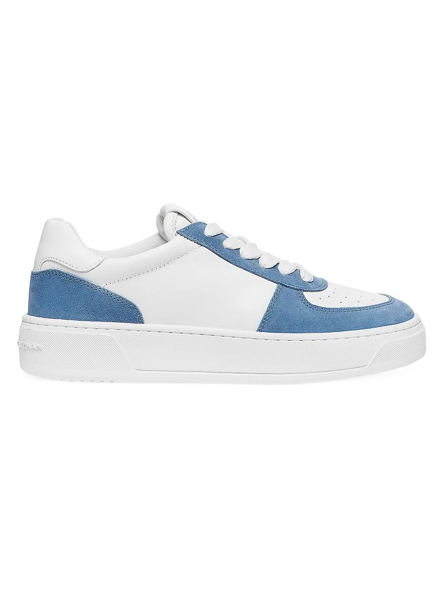 Mixed Leather Courtside Low-Top Sneakers Product Image