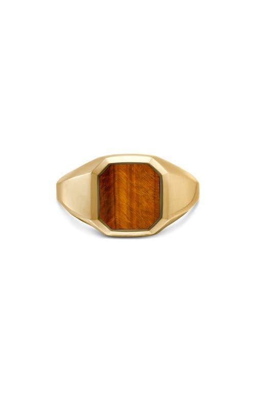 Mens Streamline Signet Ring in 18K Yellow Gold, 14MM Product Image