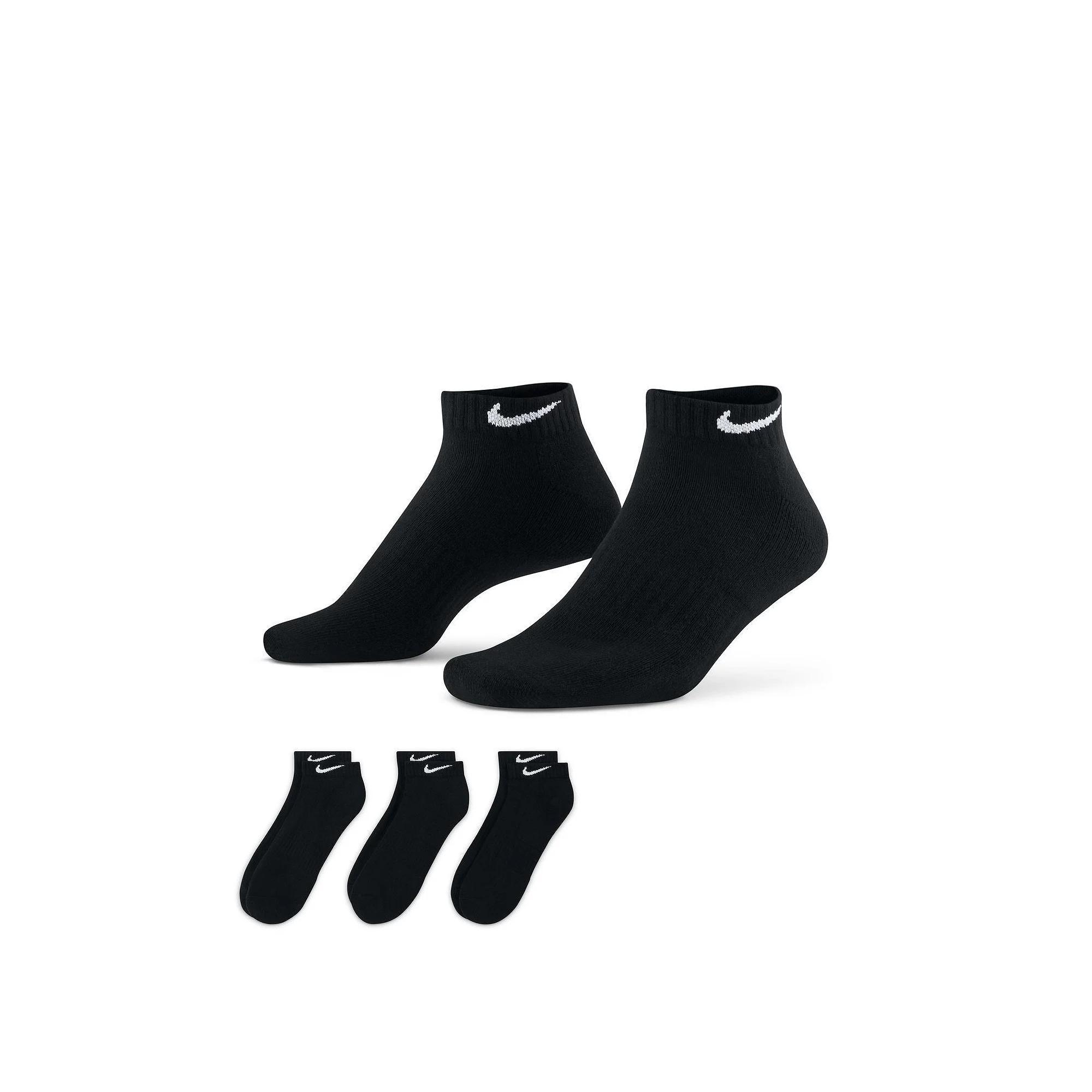 Women's Nike 3-Pack Everyday Cushioned Training Low Socks, Size: Medium, Black Product Image