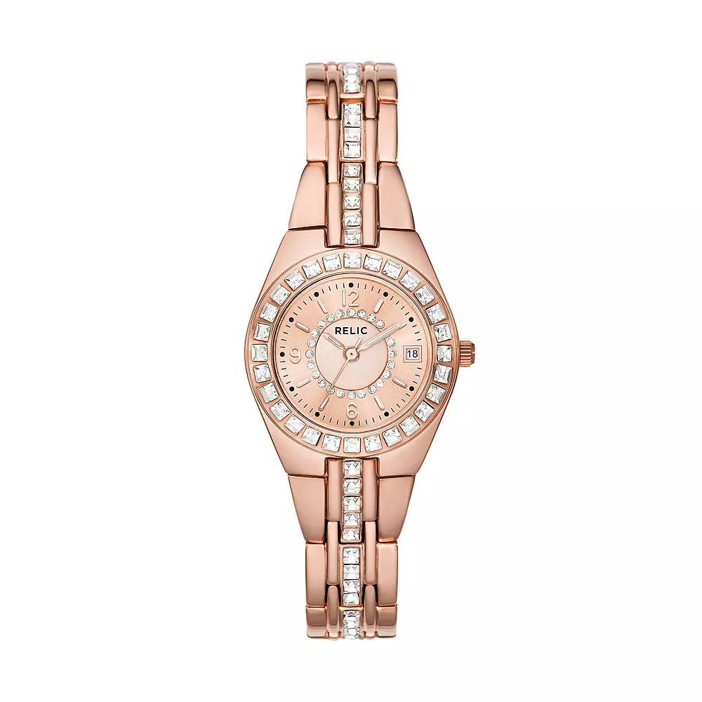 Relic by Fossil Women's Rose Gold Tone Crystal Watch, Size: Small Product Image
