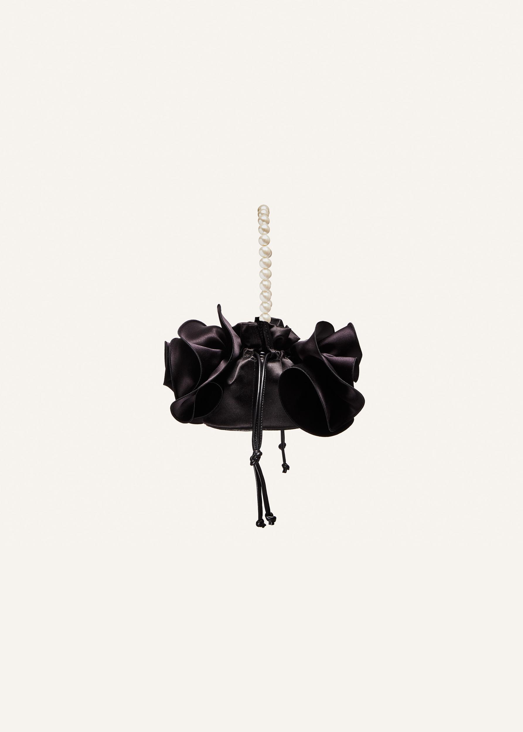 Pearl Magda bag in black satin Product Image