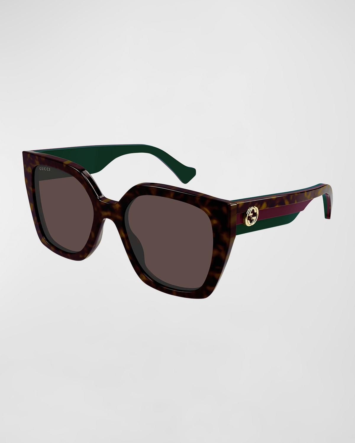 Color-Block GG Injection Plastic Cat-Eye Sunglasses Product Image