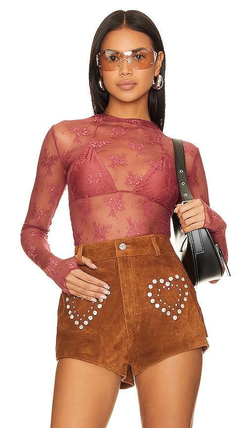 Free People Lady Lux Jacquard Sheer Mock Neck Long Sleeve Layering Top Product Image