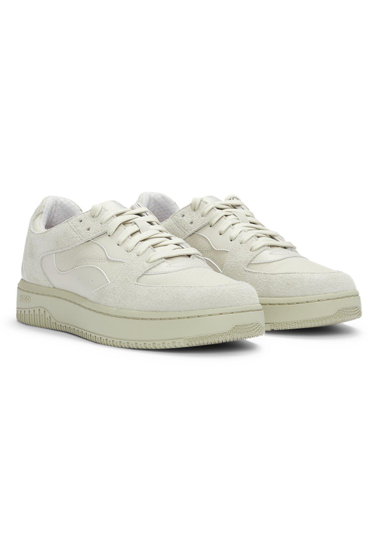 HUGO - Mixed-material trainers with suede and honeycomb ripstop - Light Beige Product Image