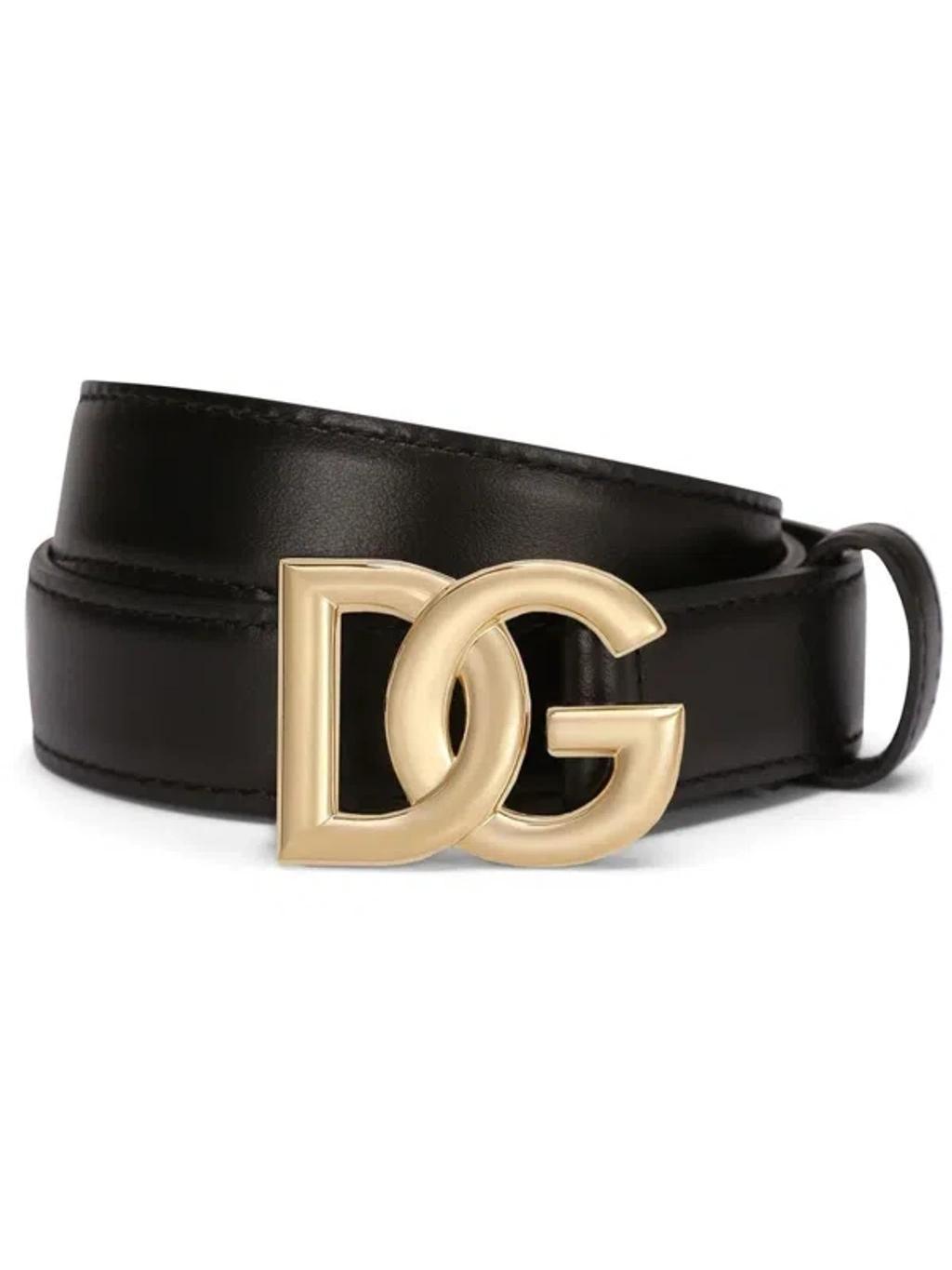 DOLCE & GABBANA Dg Logo Leather Belt In Black Product Image