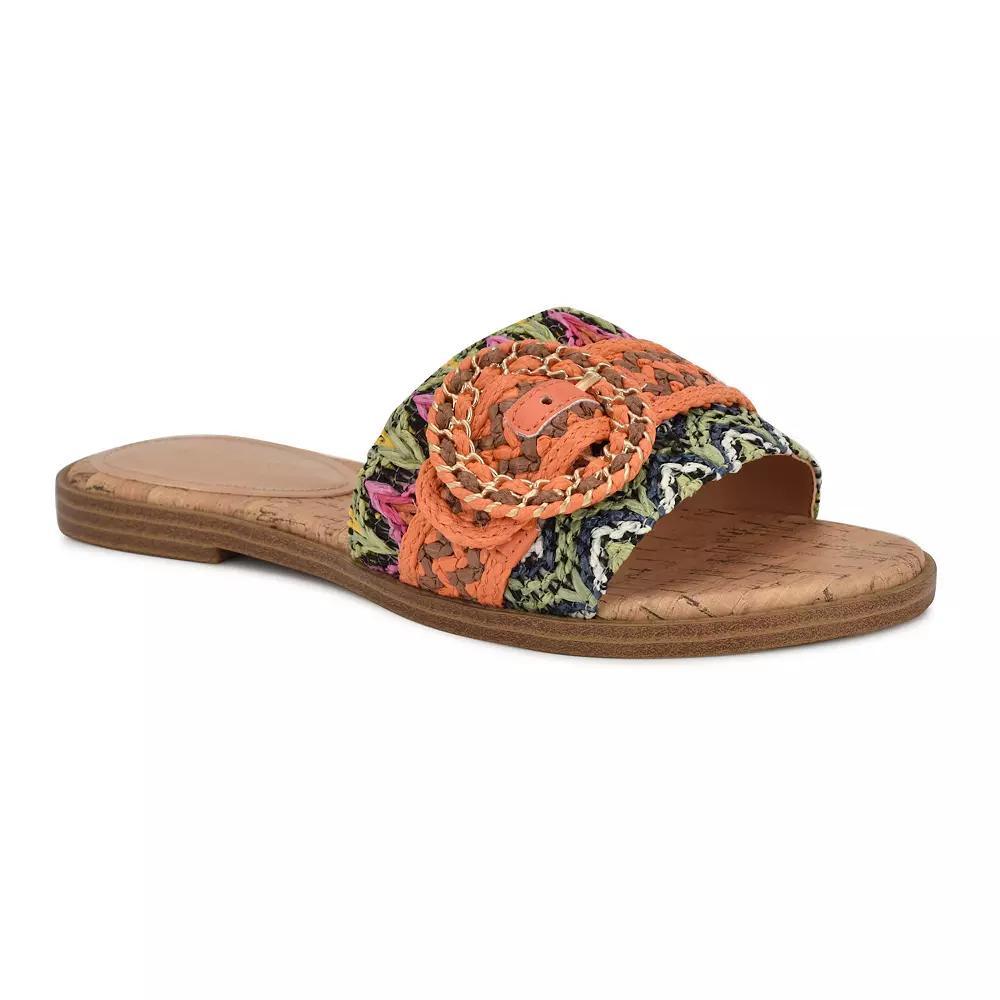 Nine West Poland Open Toe Slip-On Women's Casual Flat Sandals, Size: 12, Orange Brown Team Product Image