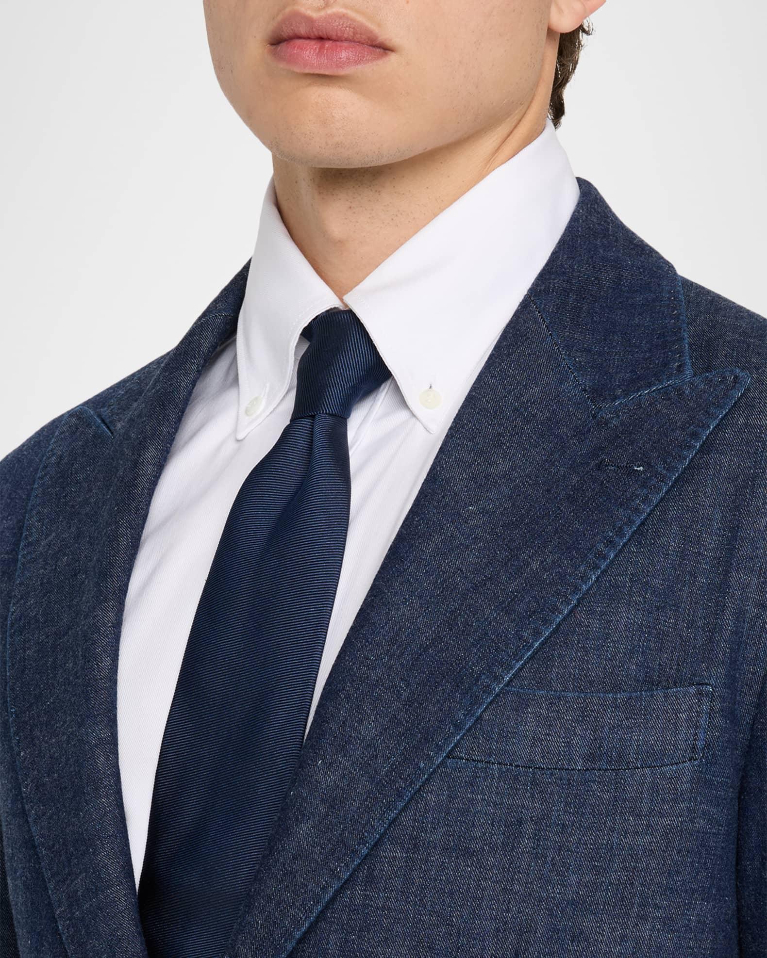 Men's Denim Peak Lapel Single-Breasted Sport Coat Product Image