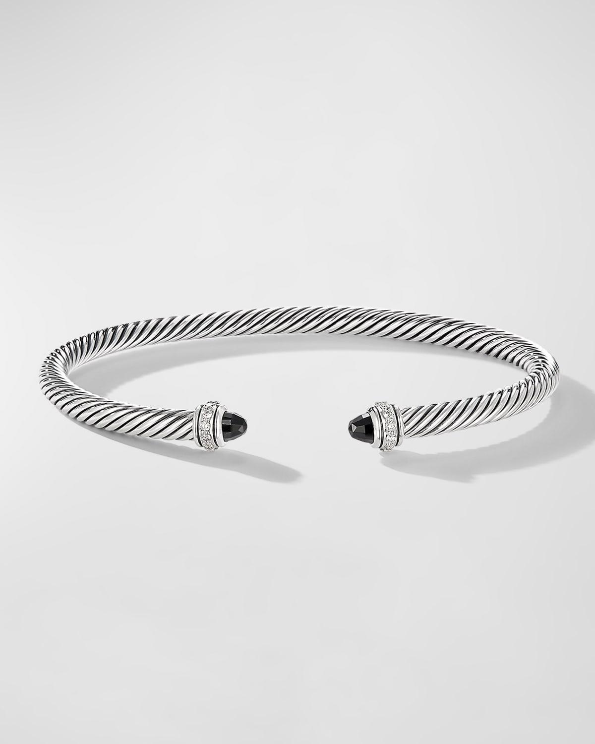 David Yurman Sterling Silver Cable Classic Bracelet with Blue Topaz & Diamonds Product Image