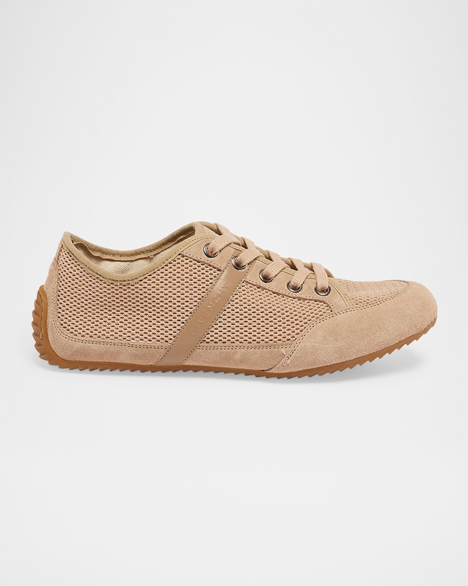 Mesh And Suede Slim Low-Top Sneakers Product Image