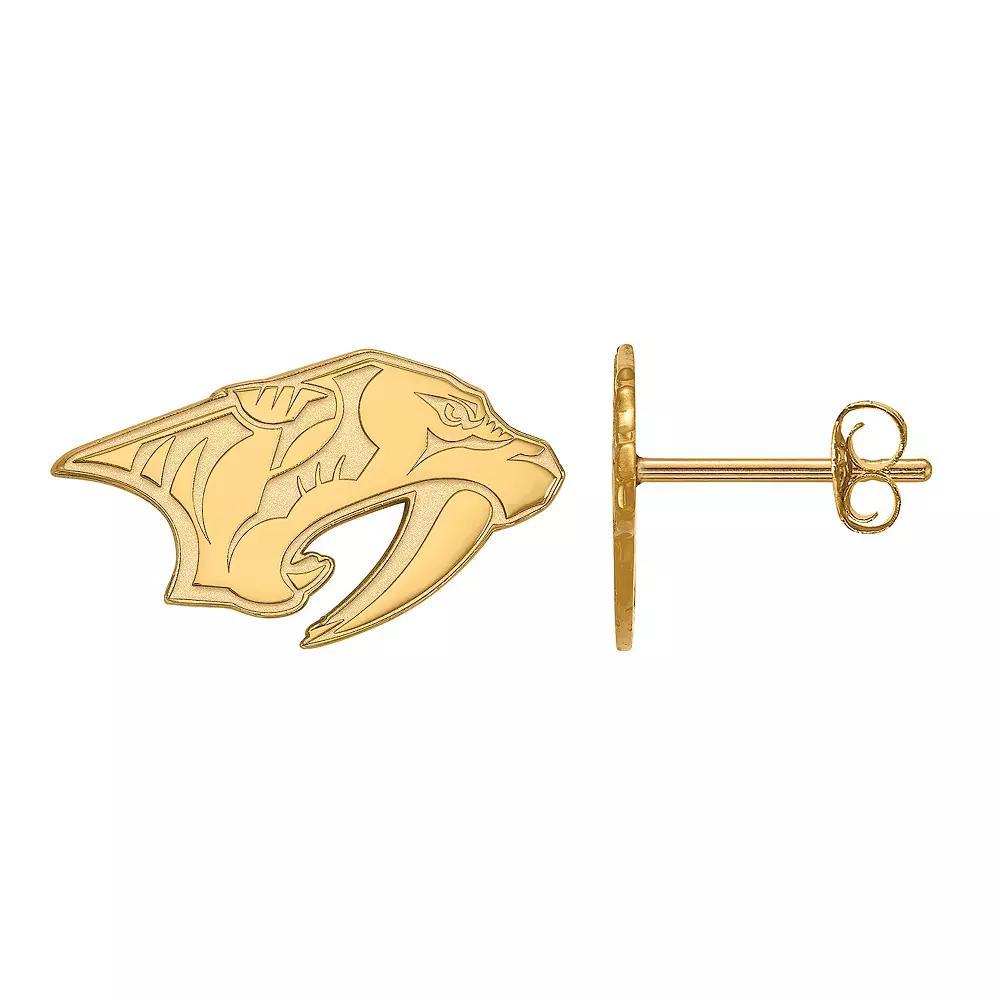 LogoArt Nashville Predators Sterling Silver Mini Logo Stud Earrings, Womens, Gold Tone Product Image