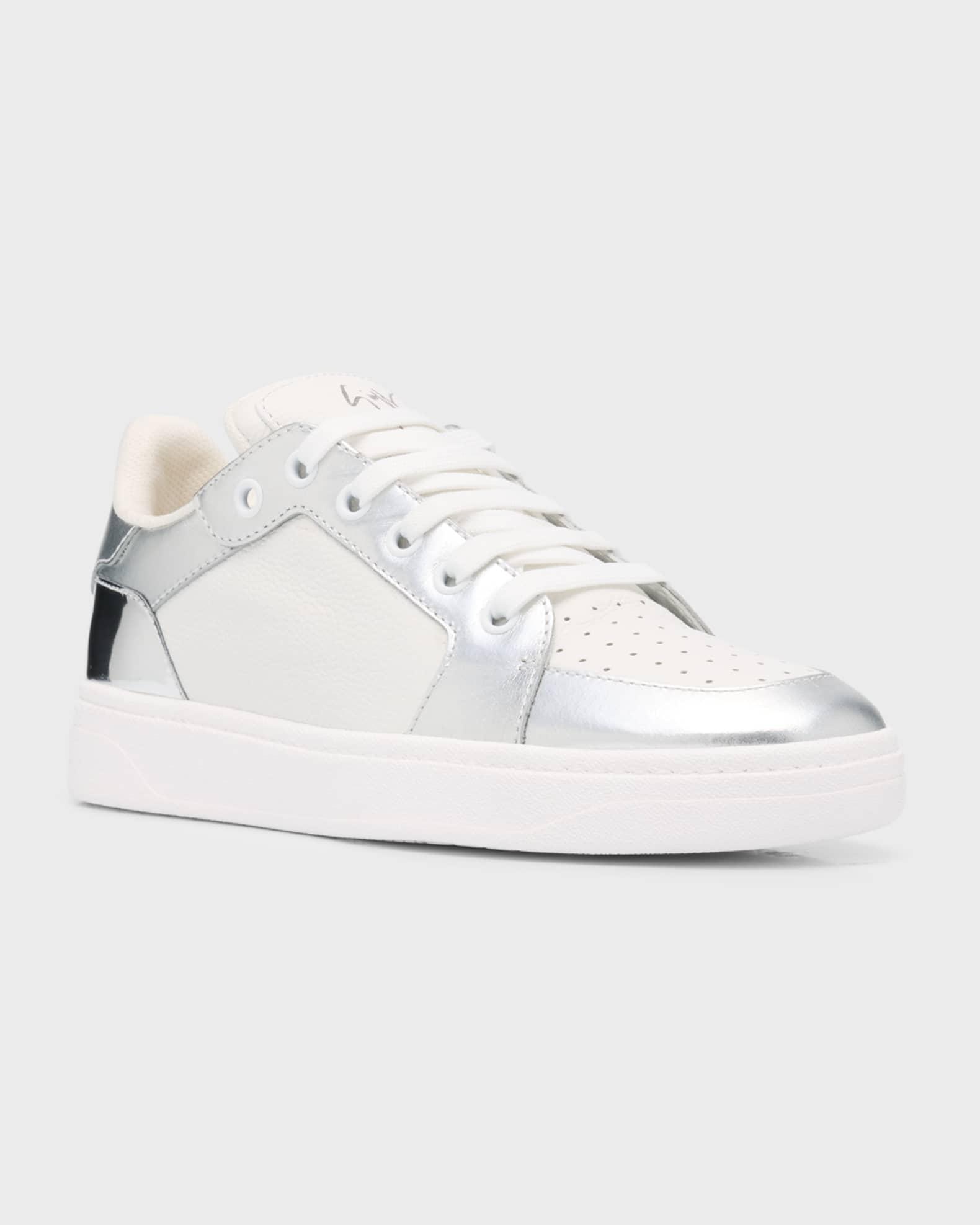 Men's Metallic-Trim Leather Low-Top Sneakers Product Image