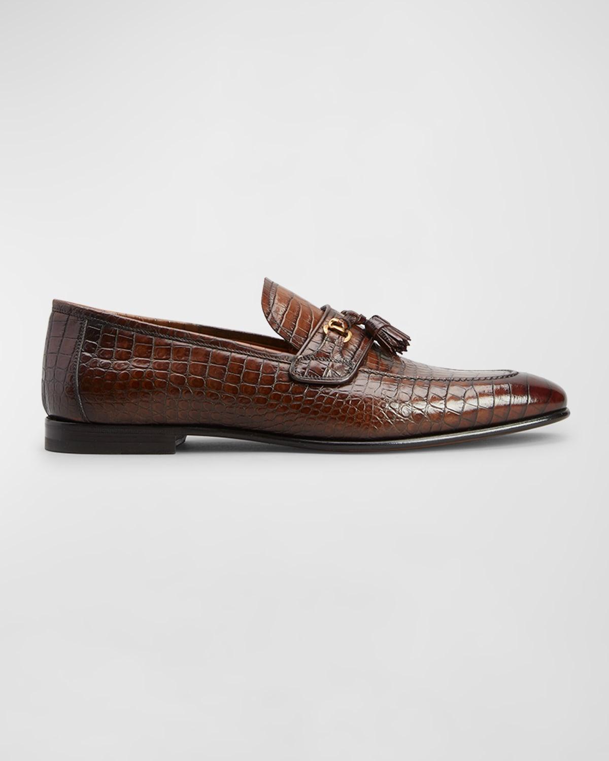 Mens Sean Alligator-Printed Leather Tassel Loafers Product Image
