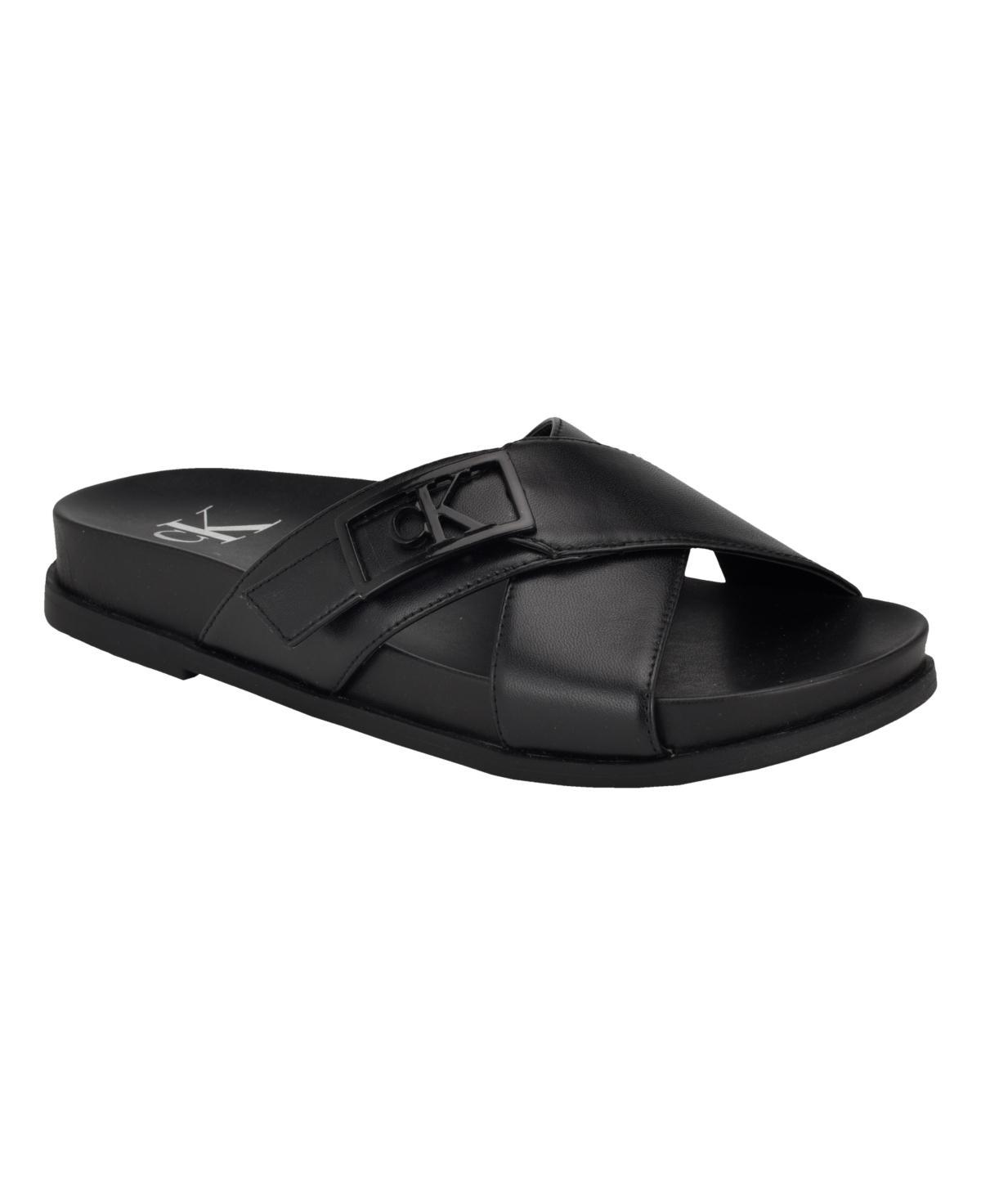Calvin Klein Womens Eandria Criss-Cross Flat Casual Sandals Product Image