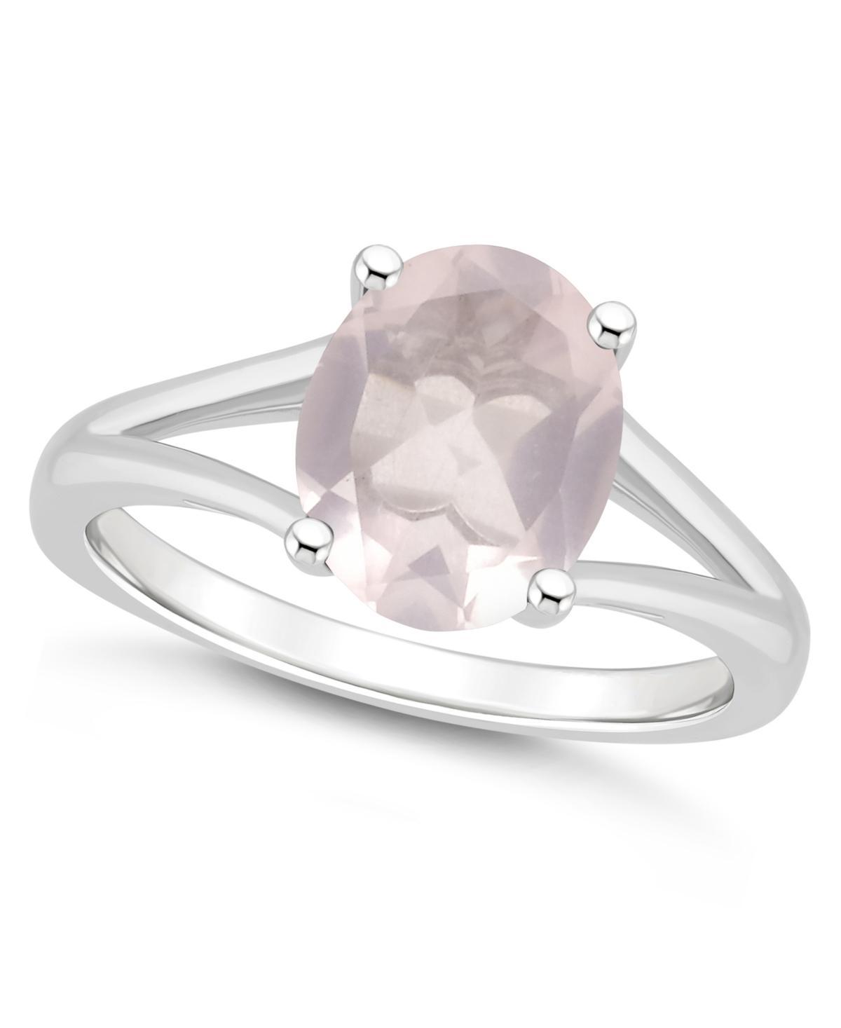 Alyson Layne Sterling Silver 10 mm x 8 mm Oval Gemstone Split Shank Solitaire Ring, Women's, Size: 9, Pink Quartz Product Image