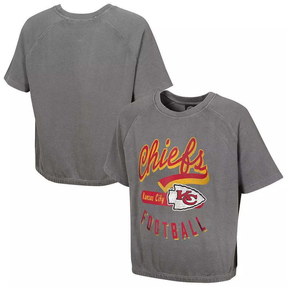Women's  Gray Kansas City Chiefs Mineral Wash Short Sleeve Top, Size: XL, Grey Product Image