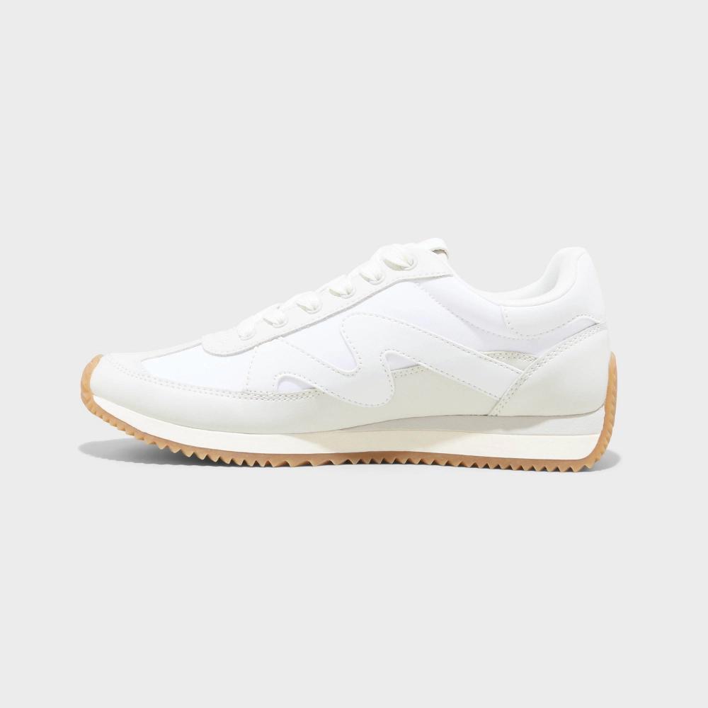 Women's Mercedes Sneakers with Memory Foam Insole - Universal Thread™ White 6.5W: Lace Up, Faux Leather, Wide Fit Product Image