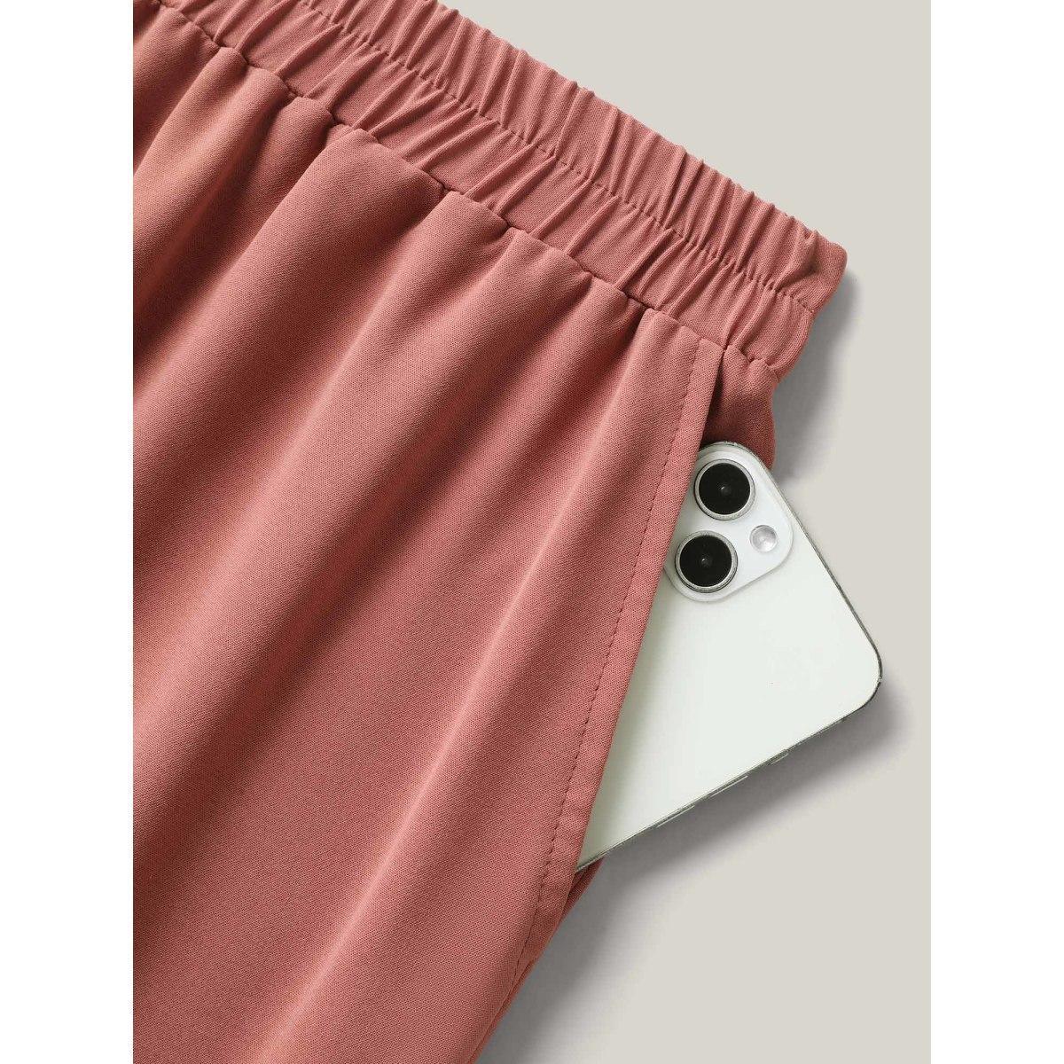 Plus Size Lace Hem Wide-Leg Pocket Pants Women Russet Casual Wide Leg Mid Rise Everyday Pants BloomChic 30/6X Product Image