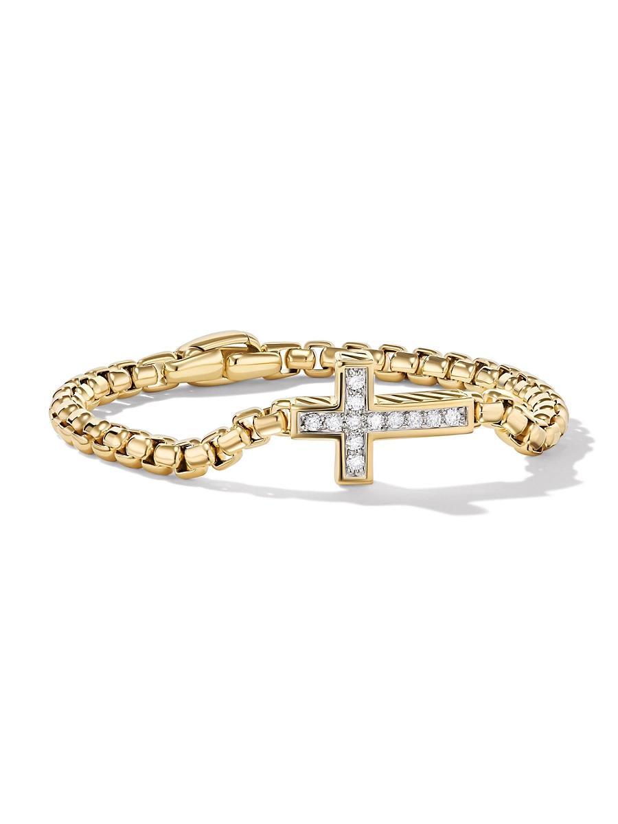 Mens Pav Cross Bracelet in 18K Yellow Gold Product Image