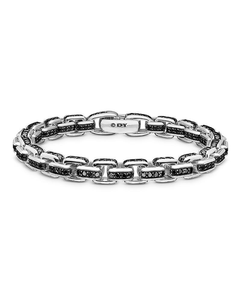 David Yurman Mens Box Chain Bracelet in Sterling Silver with Black Diamonds, 7.3mm Product Image