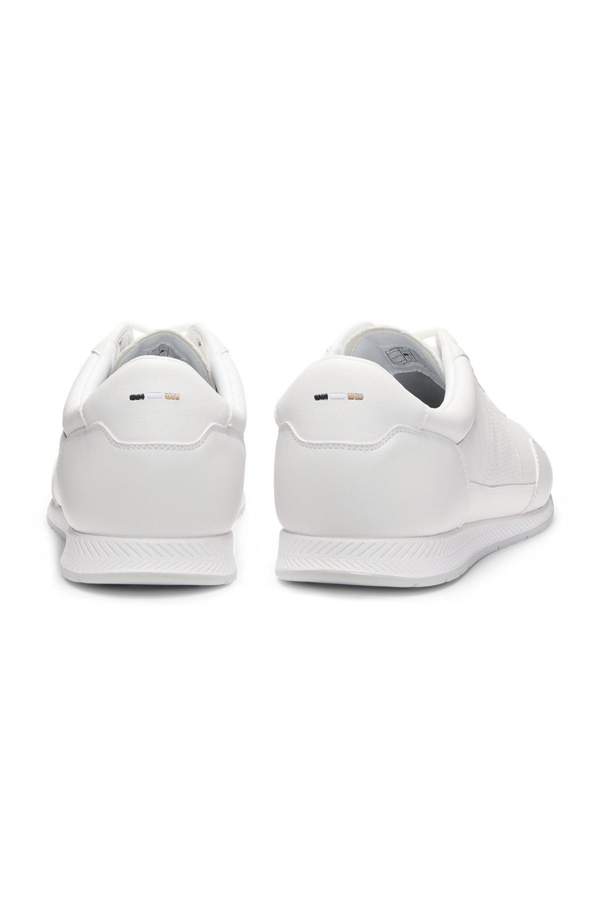 BOSS - Leather trainers with gold-tone logo - White Product Image