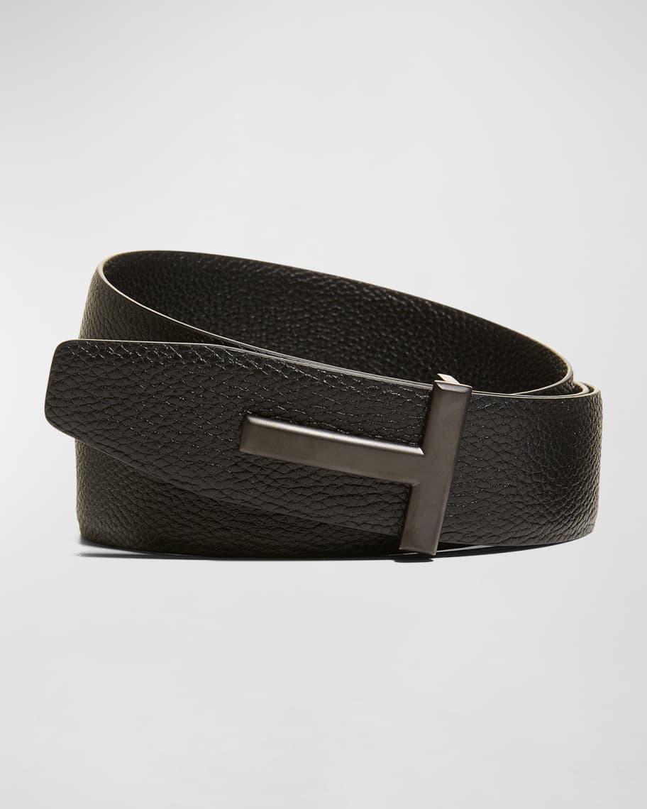 Mens Reversible T-Buckle Leather Belt, 40mm Product Image