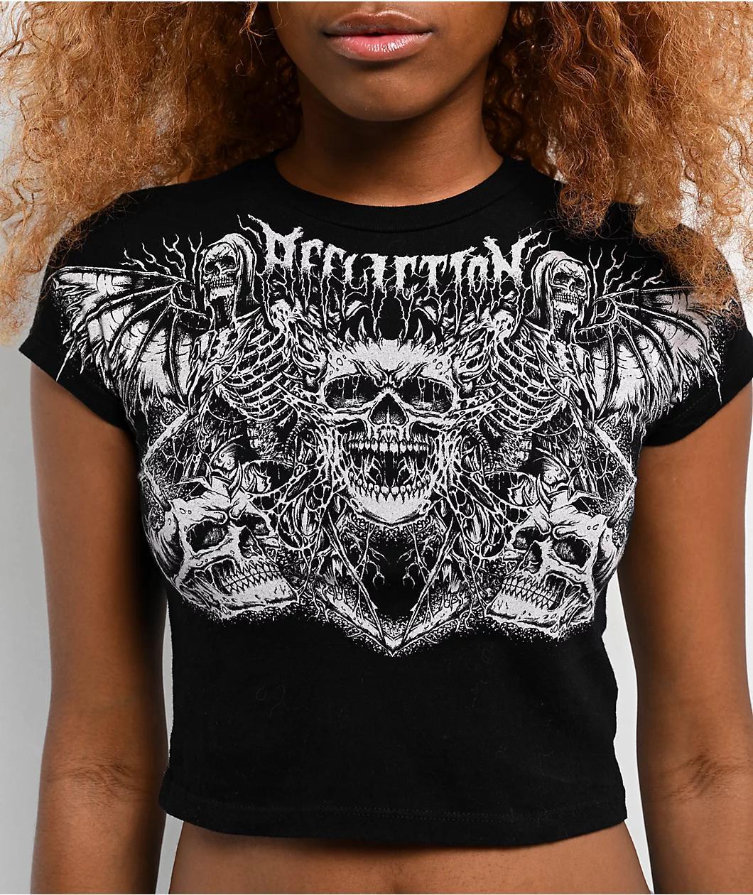 Affliction Horror Swarm Black Crop T-Shirt Product Image