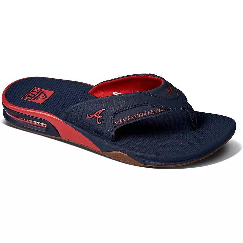 Mens REEF Atlanta Braves Fanning Bottle Opener Sandals Blue Product Image