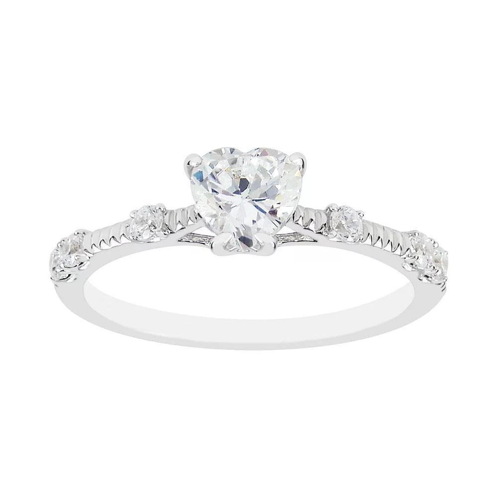 SIRI USA by TJM Sterling Silver Cubic Zirconia Heart Promise Ring, Women's, Size: 9 Product Image