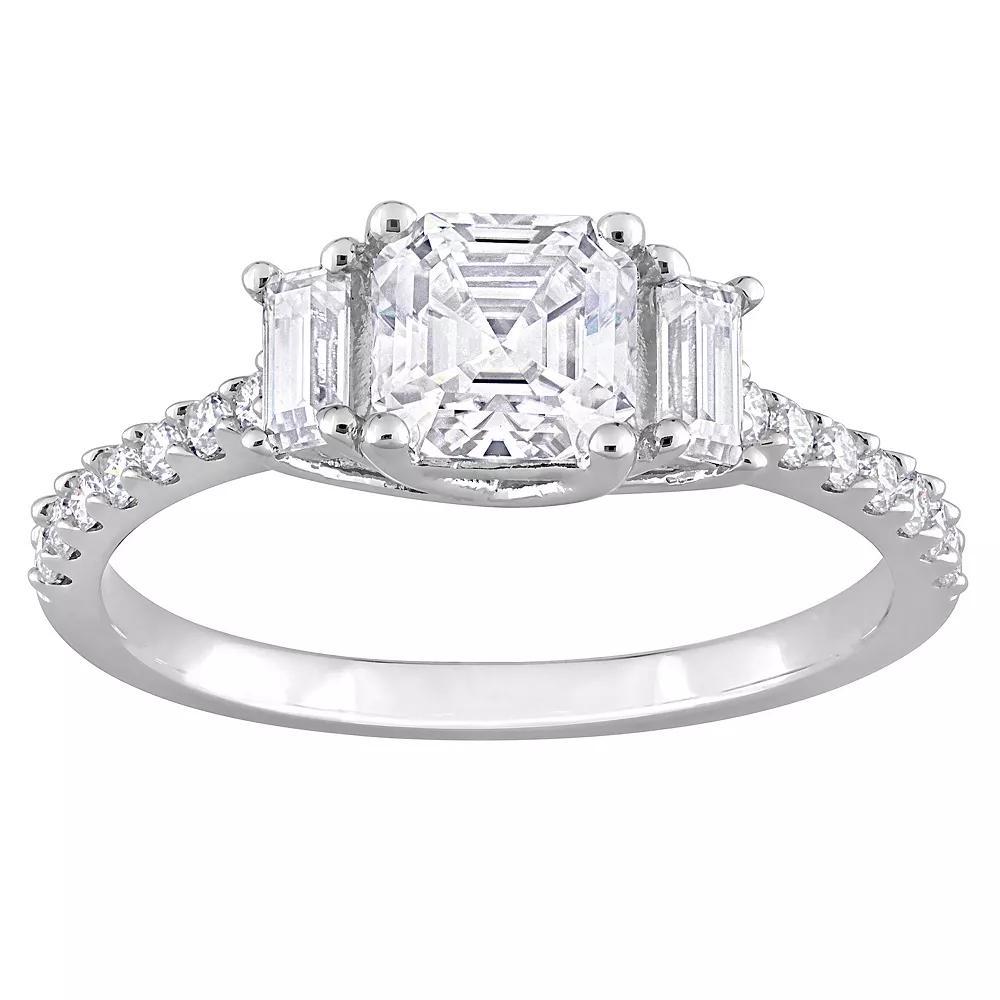 Stella Grace Sterling Silver Lab-Created Moissanite 3-Stone Ring, Women's, Size: 6 Product Image