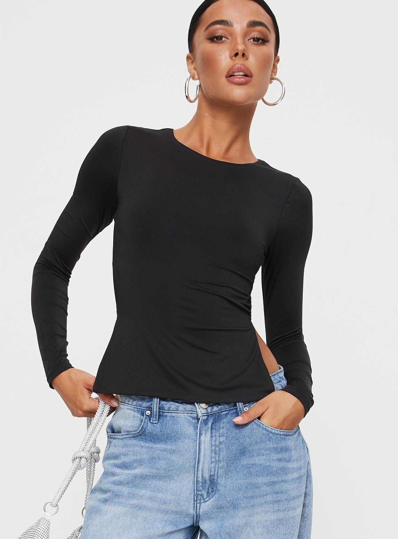Uzo Long Sleeve Top Black Product Image
