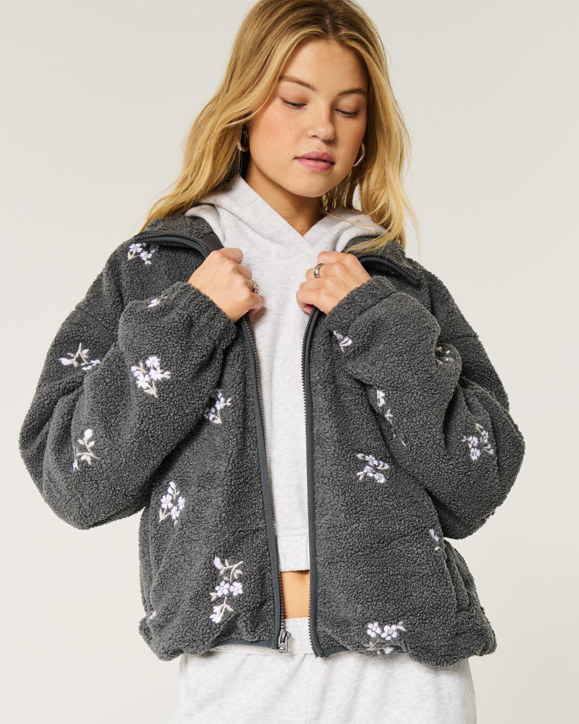 Embroidered Sherpa Fleece Jacket Product Image