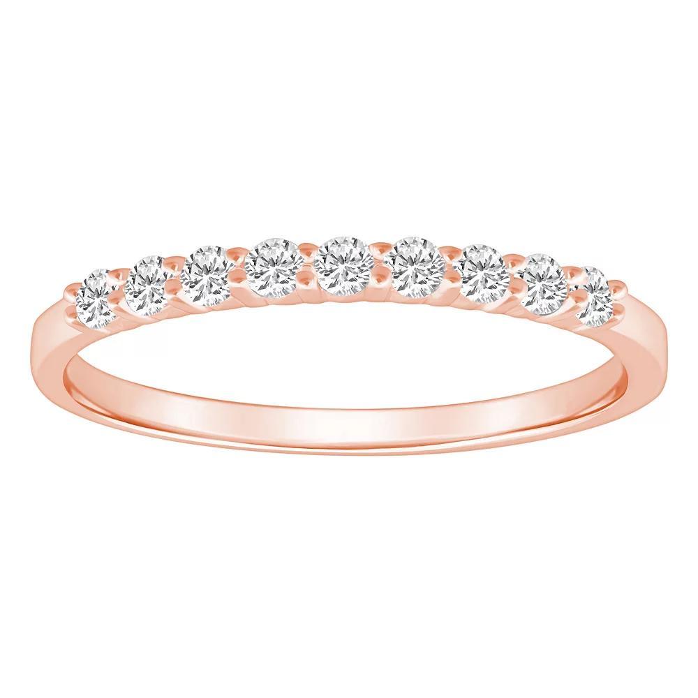 Alyson Layne 14k Gold 1/4 Carat T.W. Diamond 9-Stone Wedding Band, Women's, Size: 6, Pink Product Image