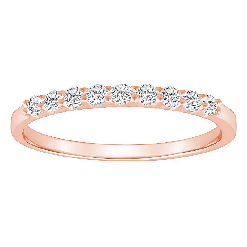 Alyson Layne 14k Gold 1/4 Carat T.W. Diamond 9-Stone Wedding Band, Women's, Size: 6, Pink Product Image