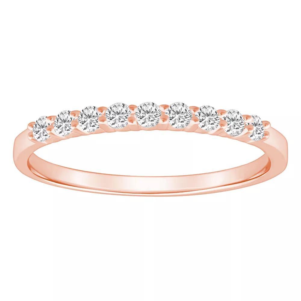 Alyson Layne 14k Gold 1/4 Carat T.W. Diamond 9-Stone Wedding Band, Women's, Size: 6, Pink Product Image