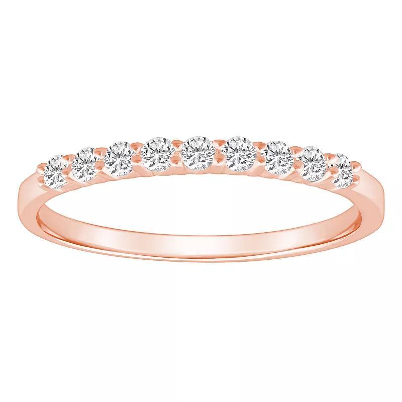 Alyson Layne 14k Gold 1/4 Carat T.W. Diamond 9-Stone Wedding Band, Women's, Size: 6, Pink Product Image