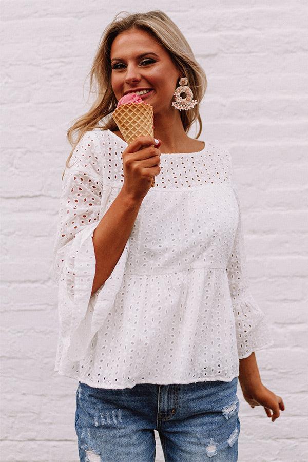 Everyday Charm Eyelet Top In White Product Image
