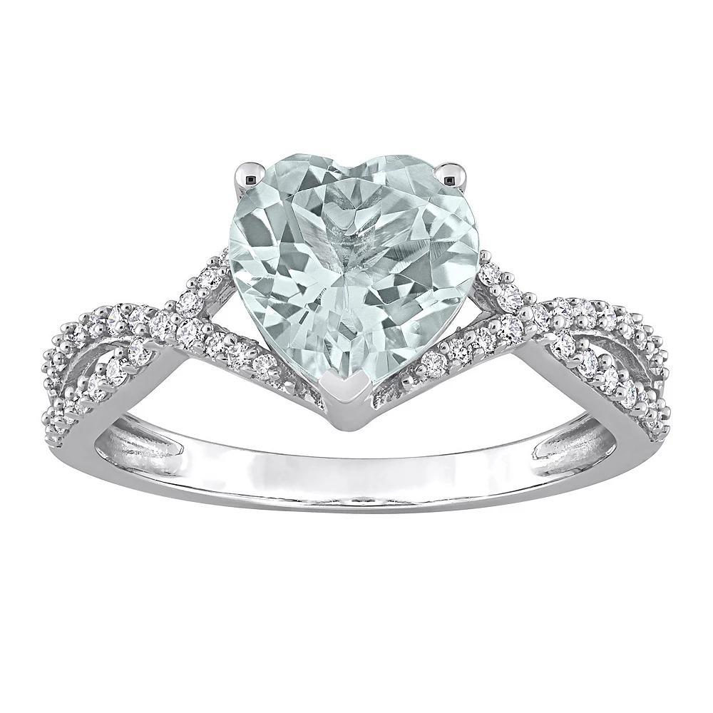 Stella Grace 14k White Gold Aquamarine & 1/5 Carat T.W. Diamond Infinity Heart Engagement Ring, Women's, Size: 6.50, 14k Whgold Product Image