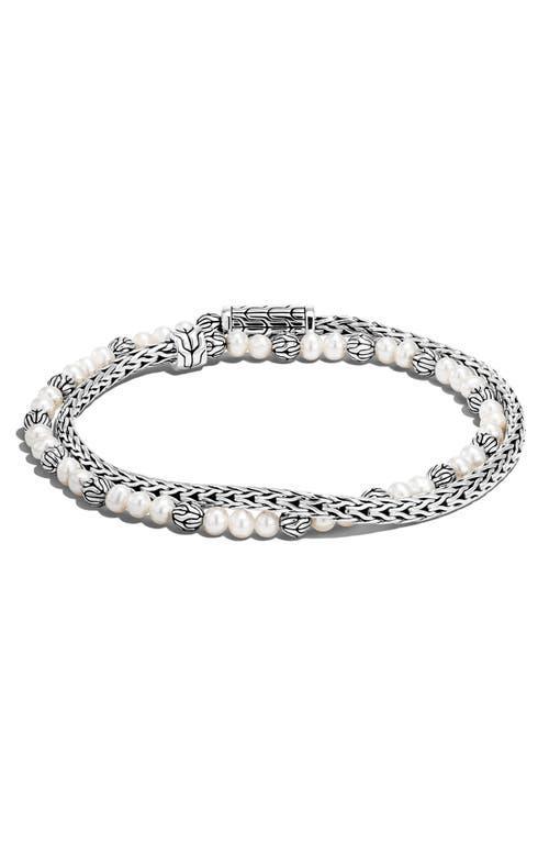 Womens Sterling Silver & 3-3.5MM Cultured Freshwater Pearl Chain Bracelet Product Image