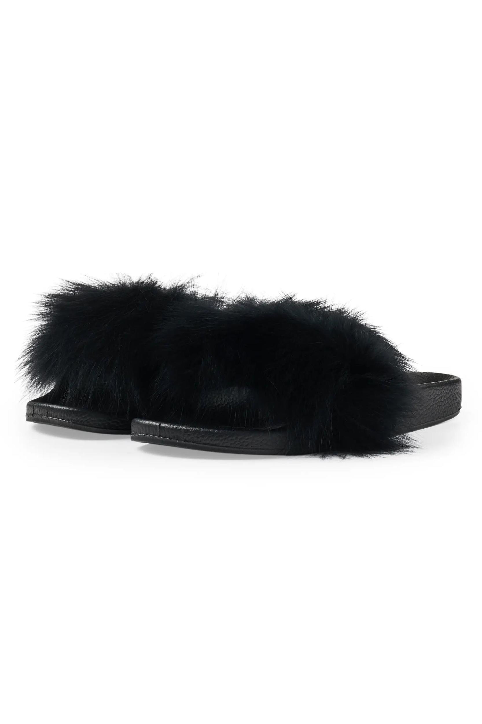 Jamonty Black Fur Slides Female Product Image