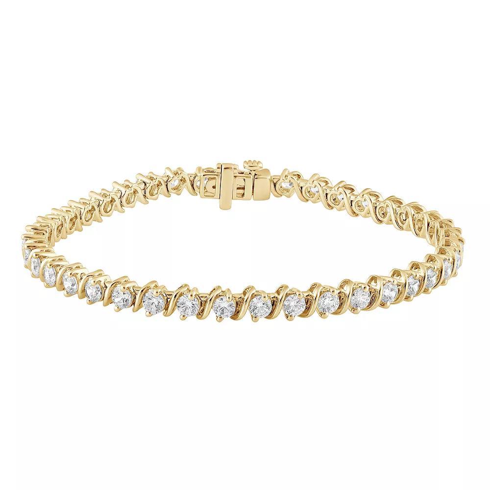 Gemstone Brilliance Round Lab-Created White Sapphire Tennis Bracelet, Women's, Size: 7", Gold Tone Product Image