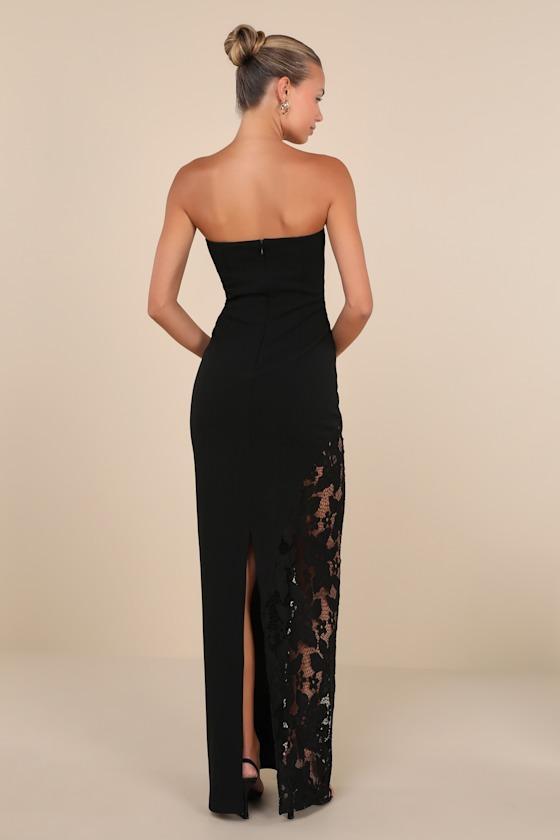 Irresistible Attitude Black Strapless Lace Column Maxi Dress Product Image