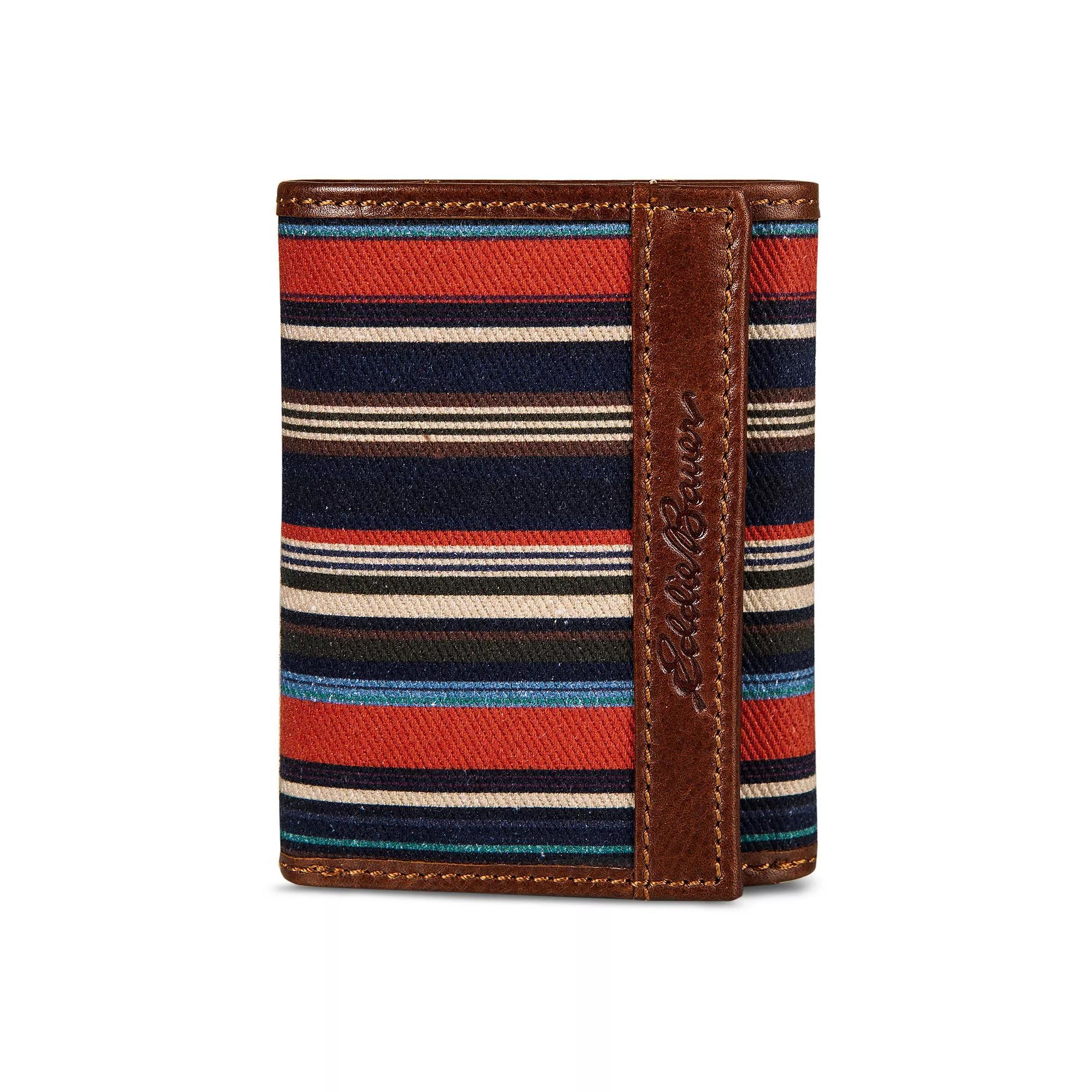 Men's Eddie Bauer Pioneer Leather Canvas Trifold Wallet, Multi Product Image