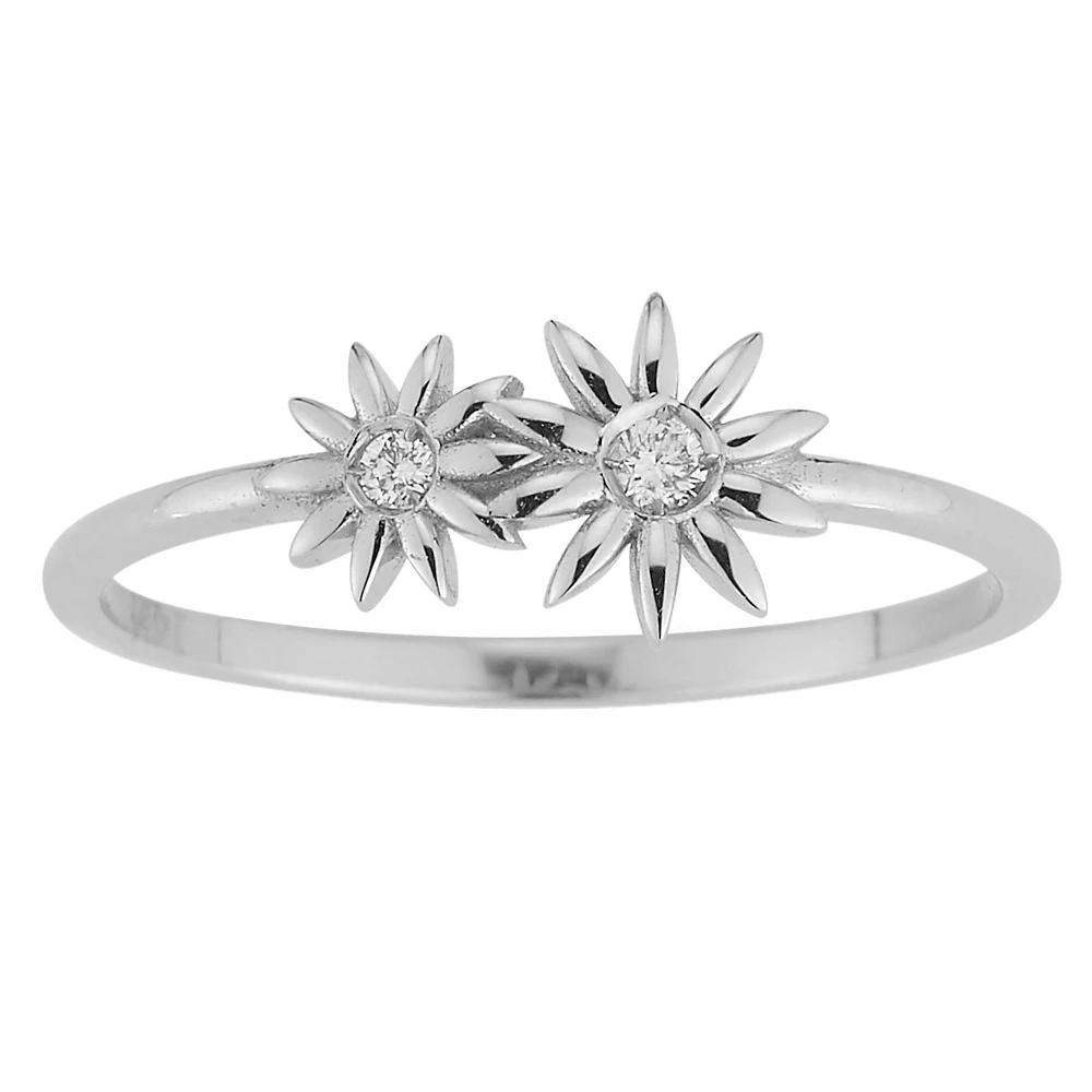 LUMINOR GOLD Diamond Accent Double Flower Right-Hand Ring, Women's, Size: 8, White Product Image