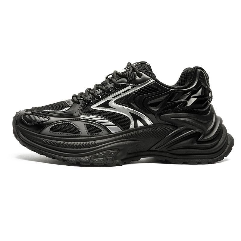 Platform Mesh Panel Lace-Up Sneakers Product Image